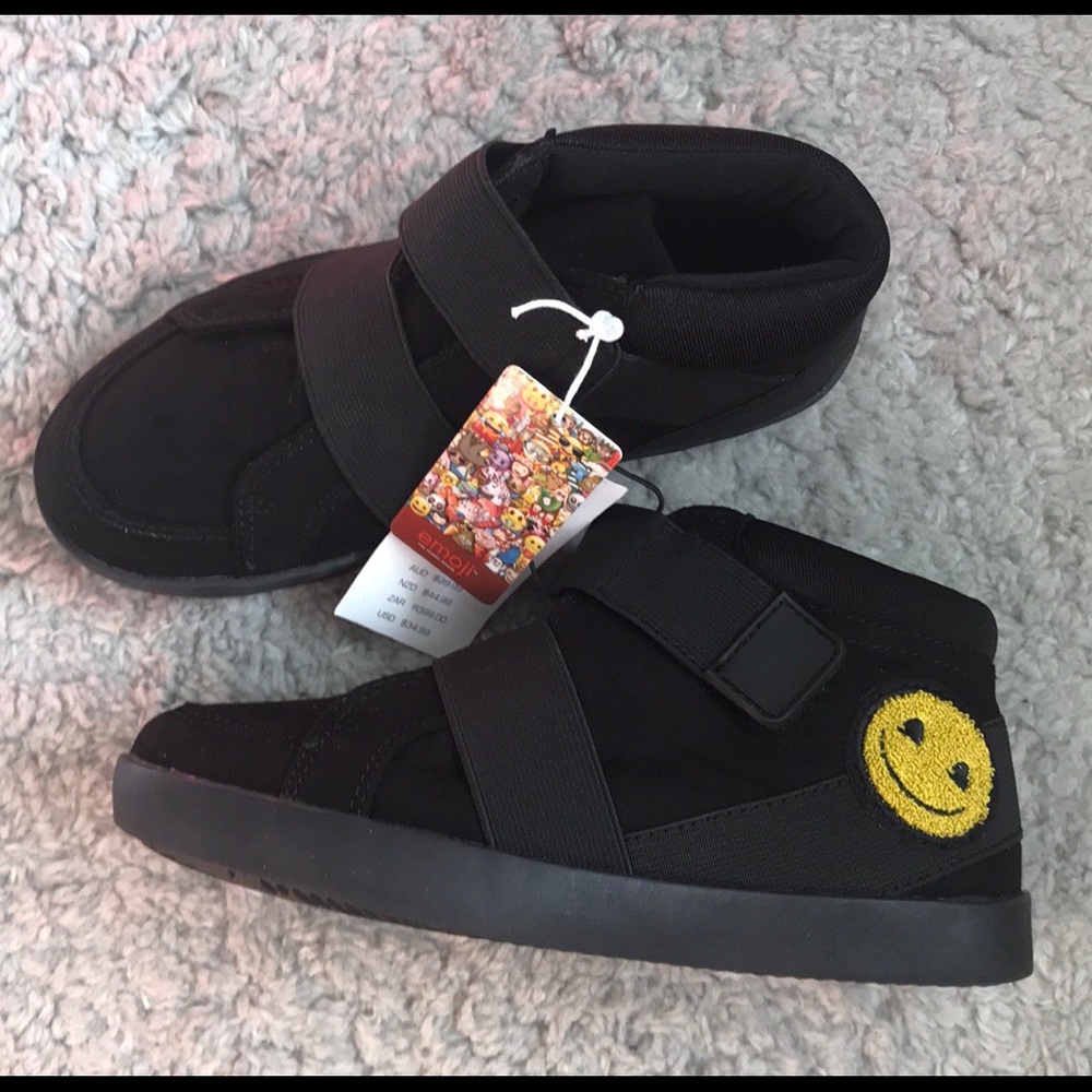 Unisex Black emoji high top sneakers,